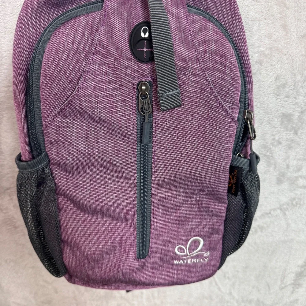 Waterfly Purple Sling Bag Crossbody Backpack Small Hiking Daypack Nylon